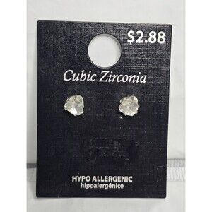 Cubic Zirconia Heart Shaped Stud Earrings New With Tags
